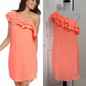 APT 9 Ruffle One Shoulder Shift Dress